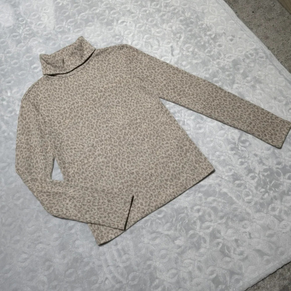 ZARA Nwt Soft Touch Animal Print Long Sleeve Turtleneck, Taupe, Light Brown, S - Picture 8 of 13